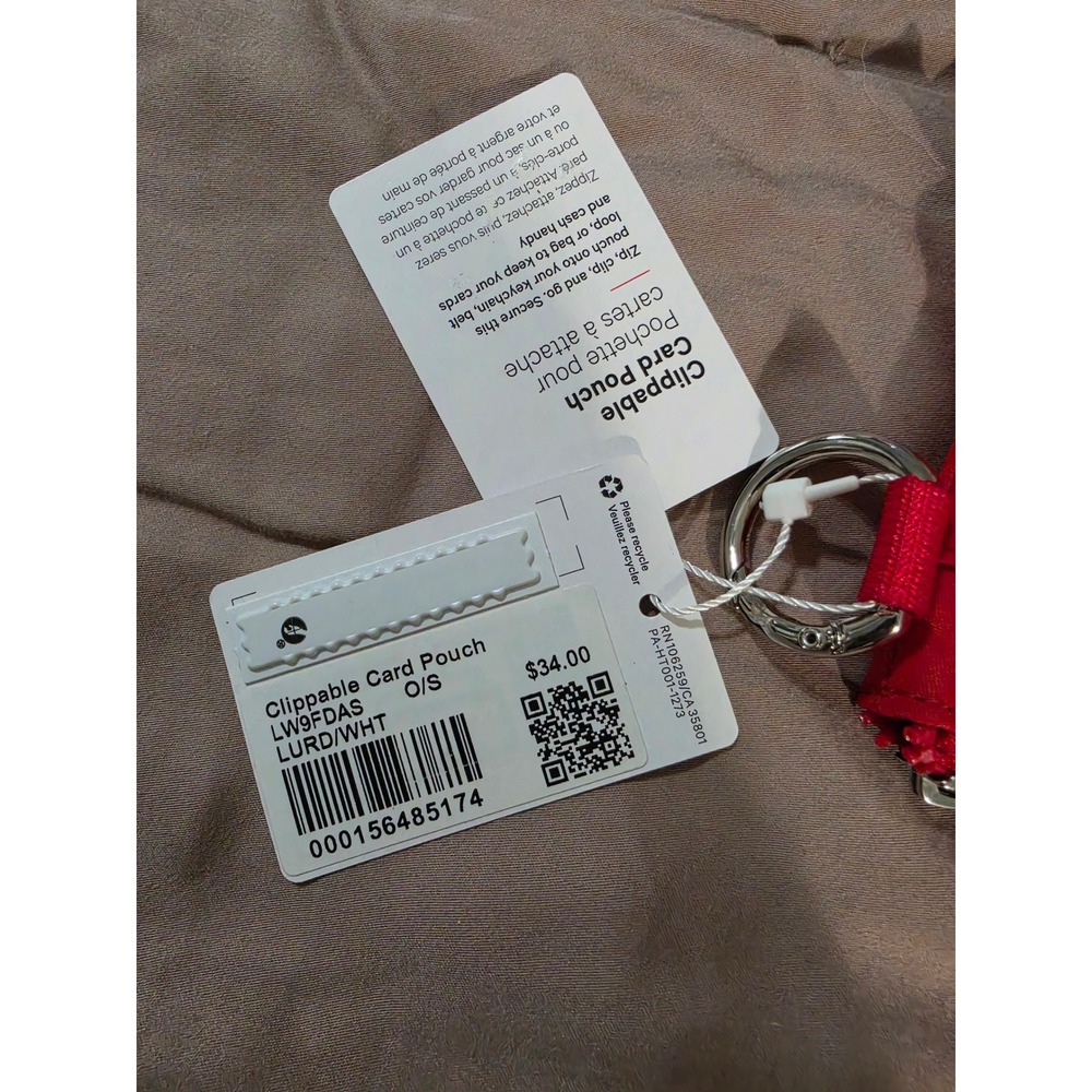 Lululemon Clippable Card Pouch Dark Red White Logo LW9FDAS NWT - Picture 3 of 4